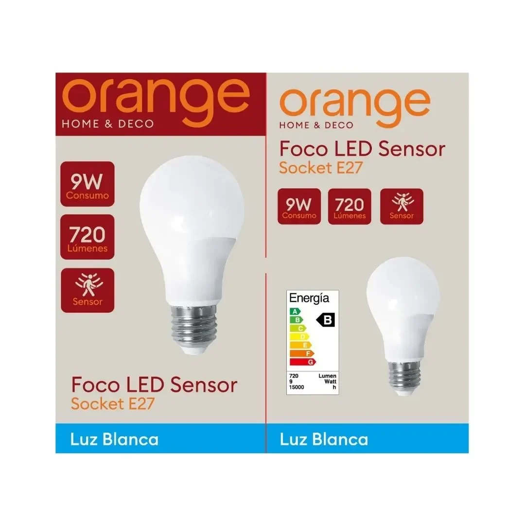 FOCO LED SENSOR E27 9W LUZ FRIA ORANGE4