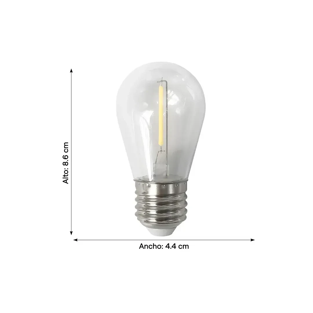 FOCO VINTAGE S14 E27 1W LUZ CALIDA CLEAR X 6 UNIDADES ORANGE2
