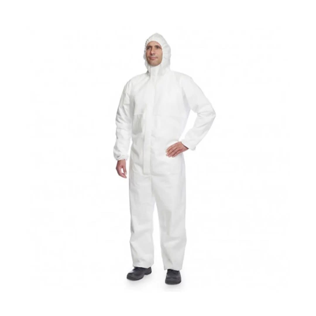 TRAJE DE PROTECCION IMPERMEABLE 55 G/M2 BLANCO TALLA L SM1