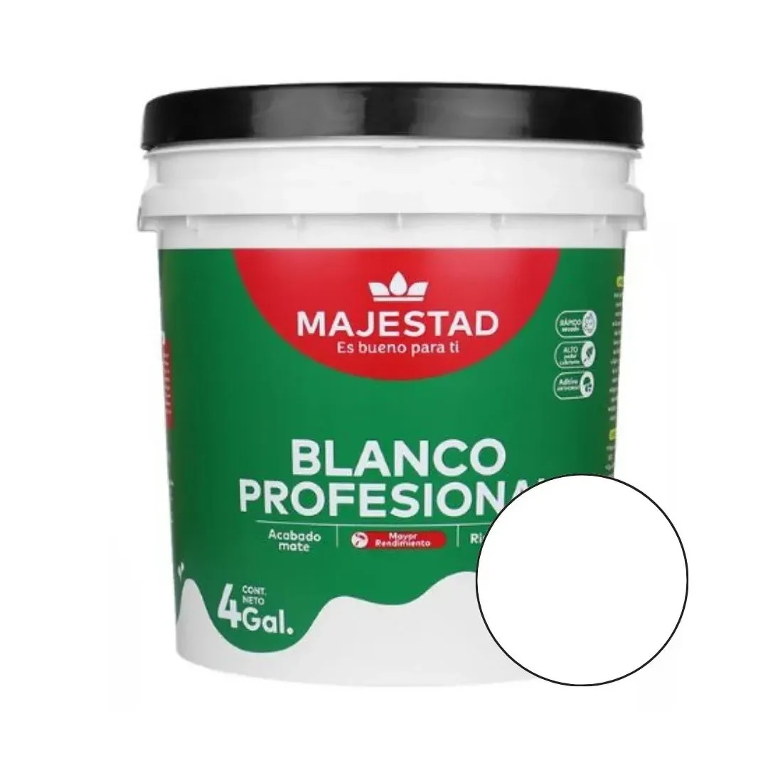 PINTURA LATEX PROFESIONAL MATE BLANCO 4 GALONES MAJESTAD