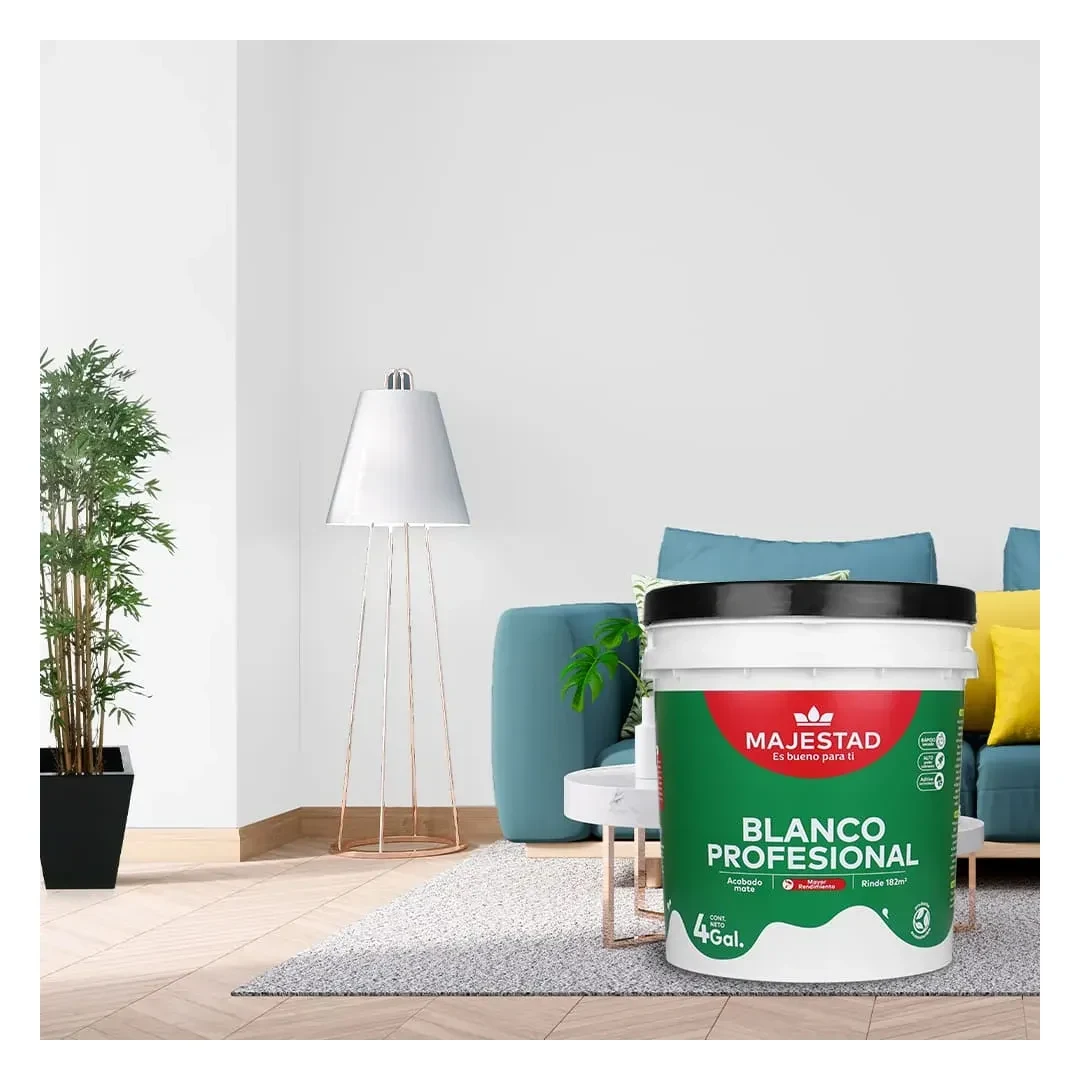 PINTURA LATEX PROFESIONAL MATE BLANCO 4 GALONES MAJESTAD4
