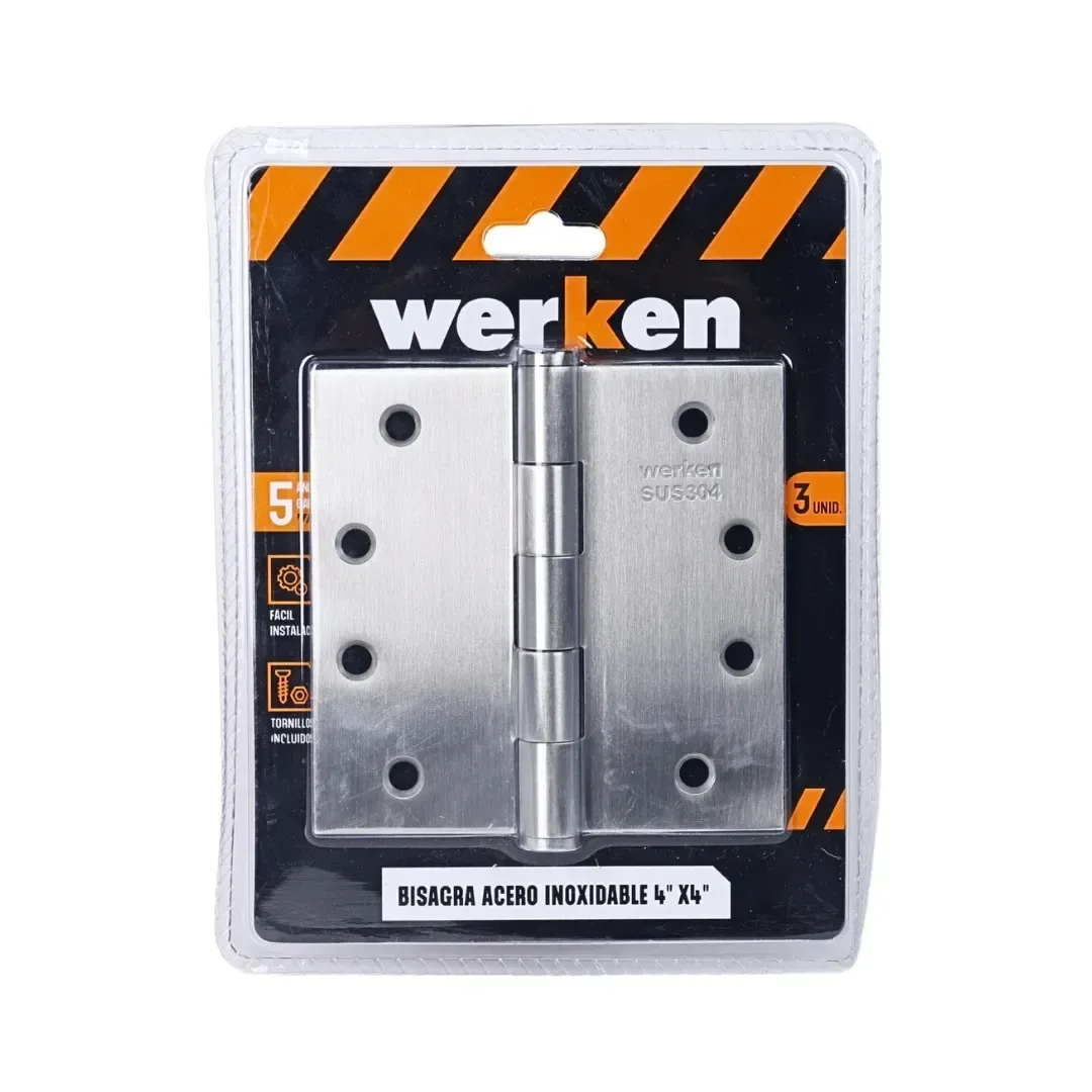 BISAGRA ACERO INOXIDABLE SS304 4X4X2.5MM 3 UNIDADES WERKEN3