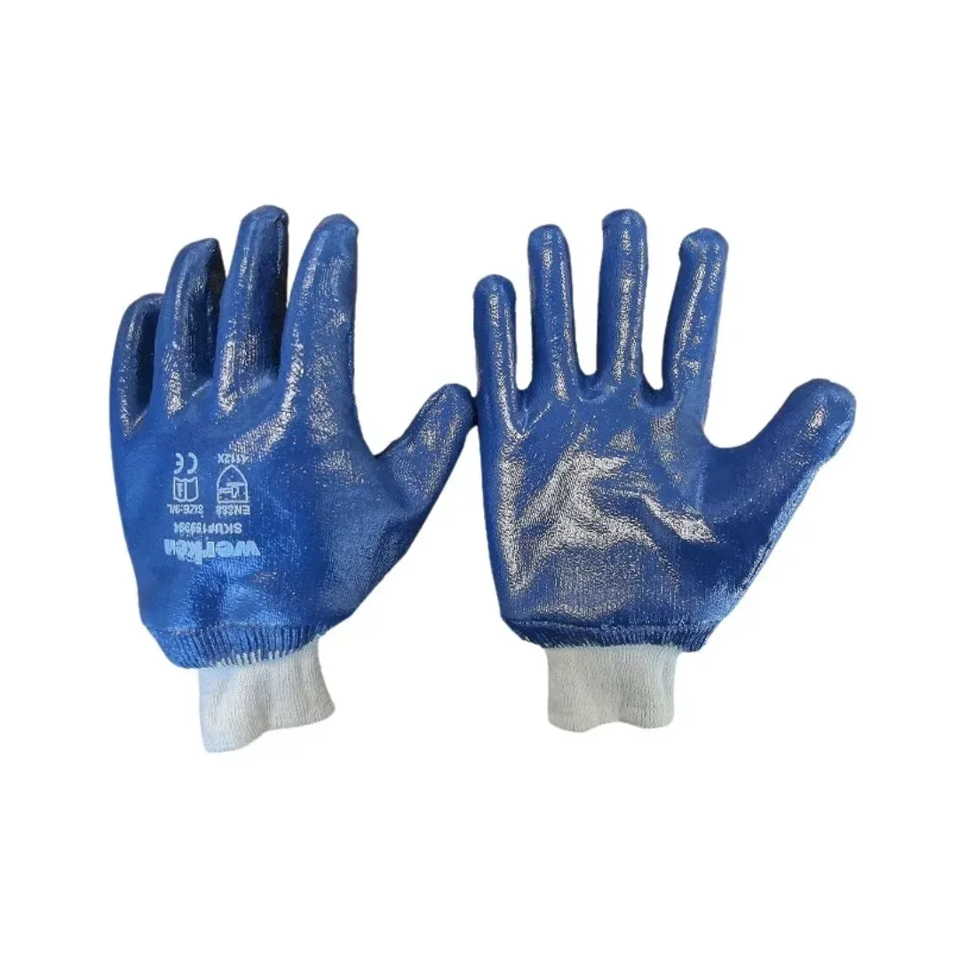 GUANTE DE HILO CON PALMA DE NITRILO AZUL WERKEN