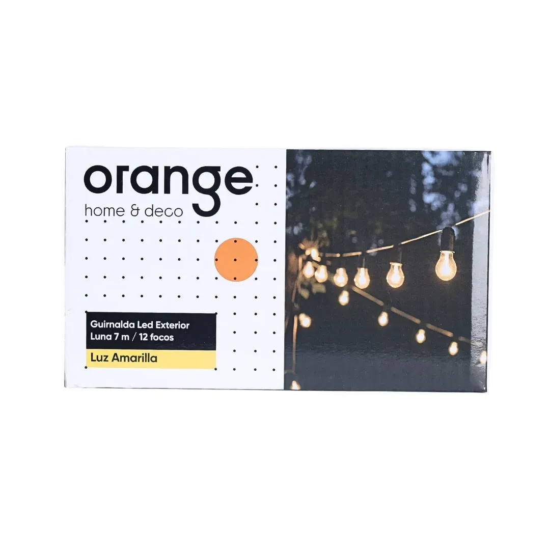 GUIRNALDA LED MODELO 12 FOCOS 7M LUZ CALIDA EXTERIOR NEGRO ORANGE4