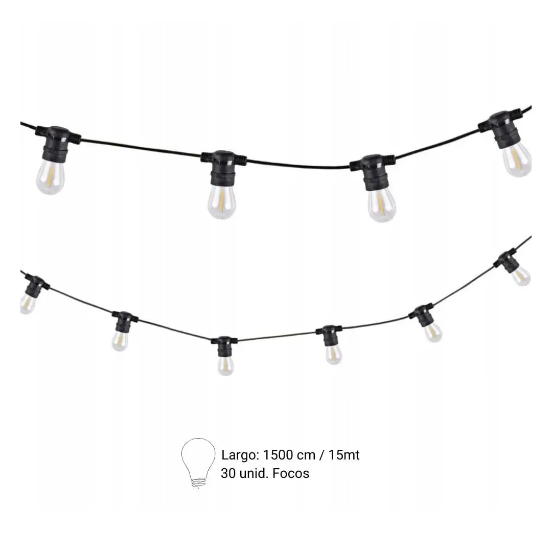GUIRNALDA LED 30 FOCOS LUZ CALIDA 15M EXTERIOR NEGRO ORANGE3