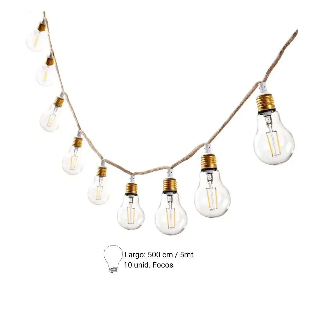 GUIRNALDA LUMINARIA VINTAGE 10 FOCOS LUZ CALIDA 5M ORANGE2