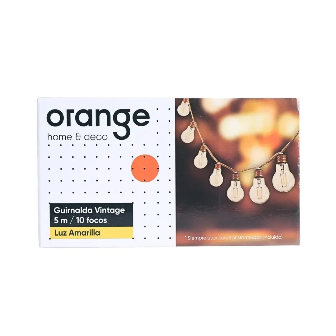 GUIRNALDA LUMINARIA VINTAGE 10 FOCOS LUZ CALIDA 5M ORANGE8