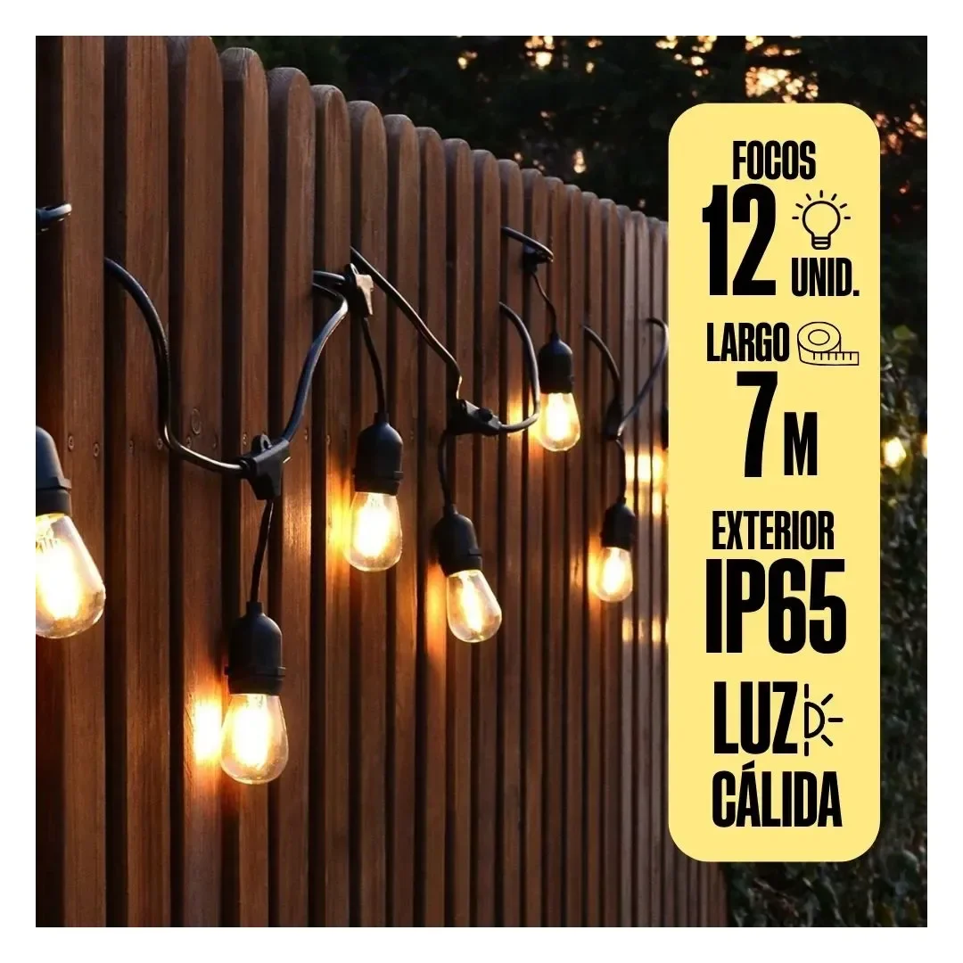 GUIRNALDA LED GOTA 12 FOCOS LUZ CALIDA 7M PARA EXTERIOR ORANGE