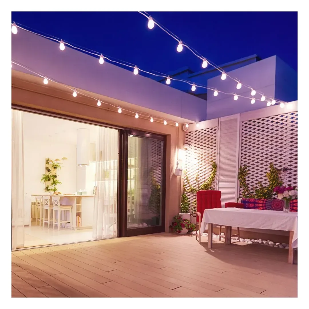 GUIRNALDA LED OLIVIA 12 FOCOS LUZ CALIDA 7M PVC/METAL BLANCO ORANGE