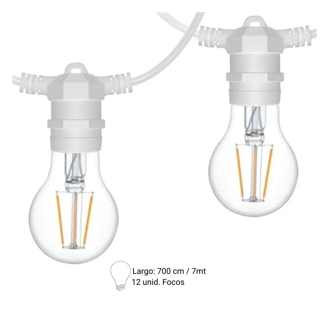 GUIRNALDA LED OLIVIA 12 FOCOS LUZ CALIDA 7M PVC/METAL BLANCO ORANGE2