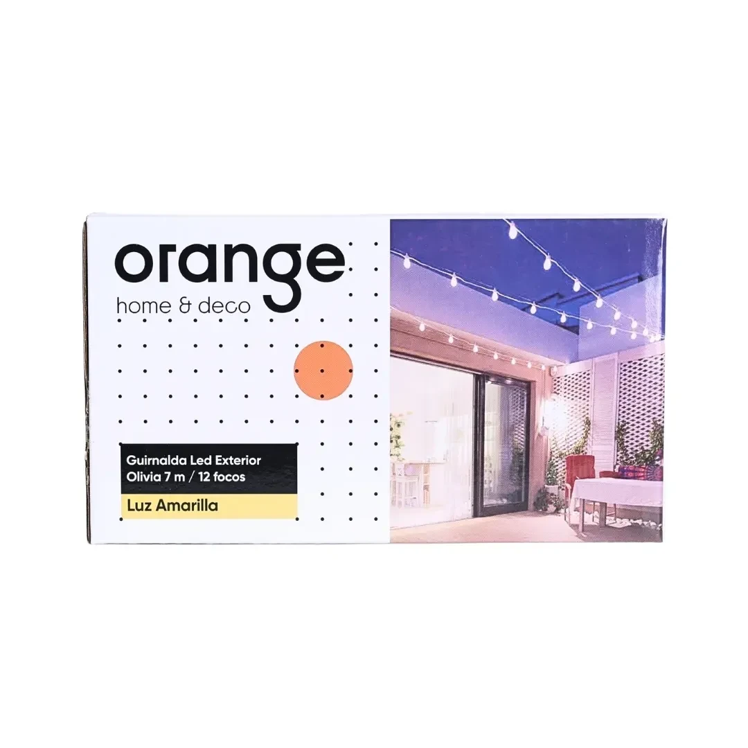 GUIRNALDA LED OLIVIA 12 FOCOS LUZ CALIDA 7M PVC/METAL BLANCO ORANGE8