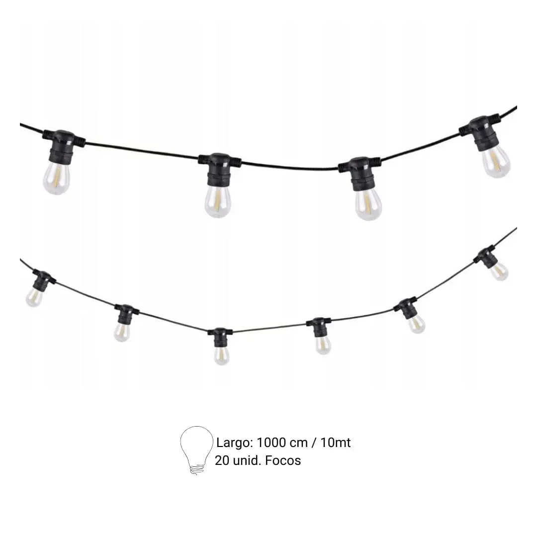 GUIRNALDA LED LUNA 20 FOCOS LUZ CALIDA 10M IP65 NEGRO ORANGE2