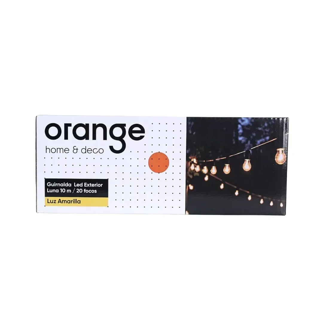 GUIRNALDA LED LUNA 20 FOCOS LUZ CALIDA 10M IP65 NEGRO ORANGE7