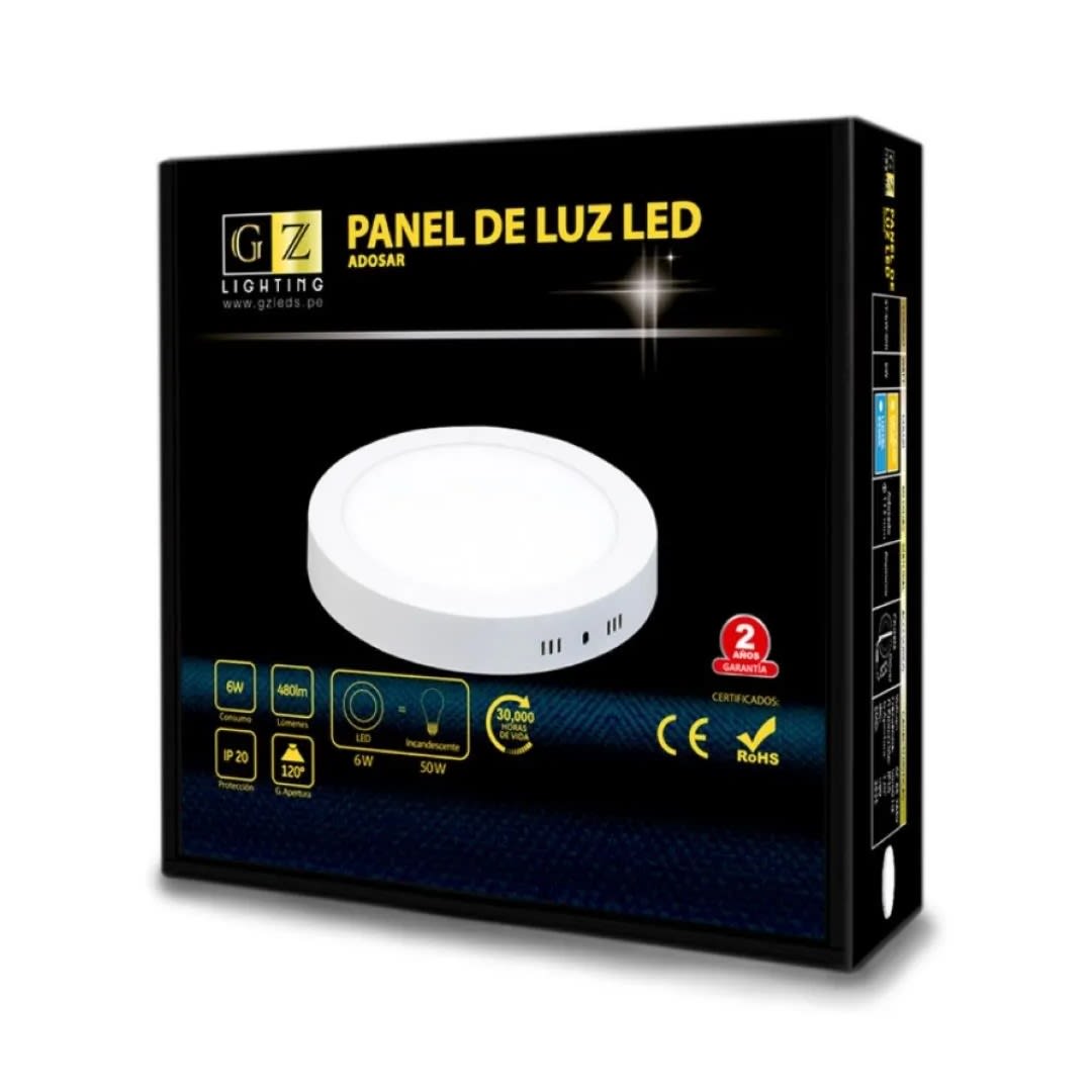 DOWNLIGHT LED ADOSABLE REDONDO 6W LUZ CALIDA GZ LIGTHING1