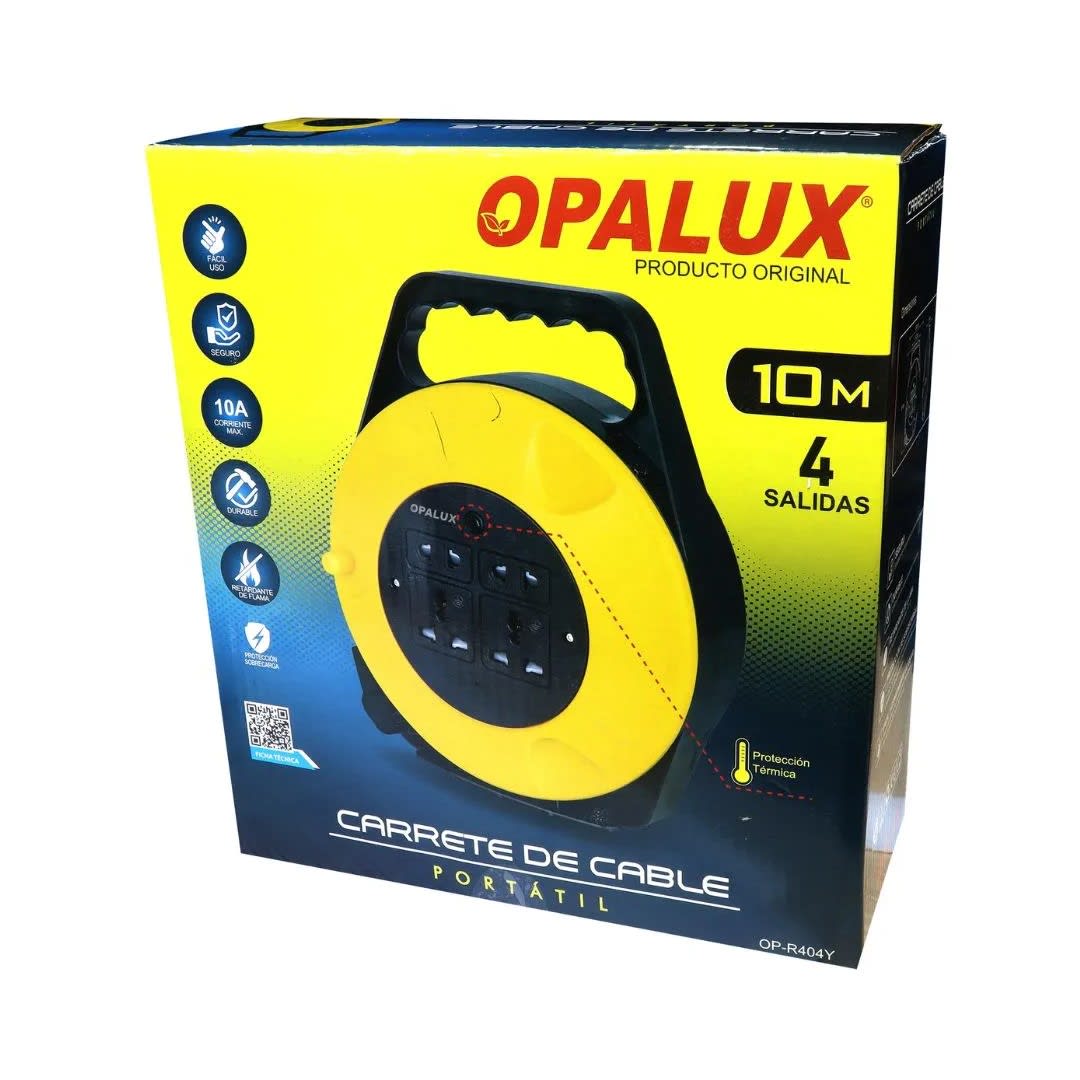 EXTENSIÓN CARRETE 2 TOMAS UNIVERSALES 10M OPALUX1