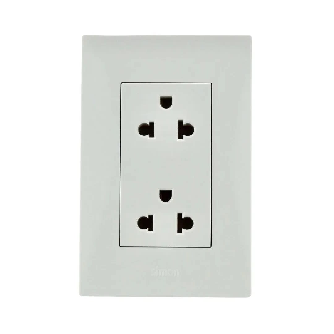 TOMACORRIENTE DOBLE UNIVERSAL S220 BLANCO POLICARBONATO 16A 220V SIMON