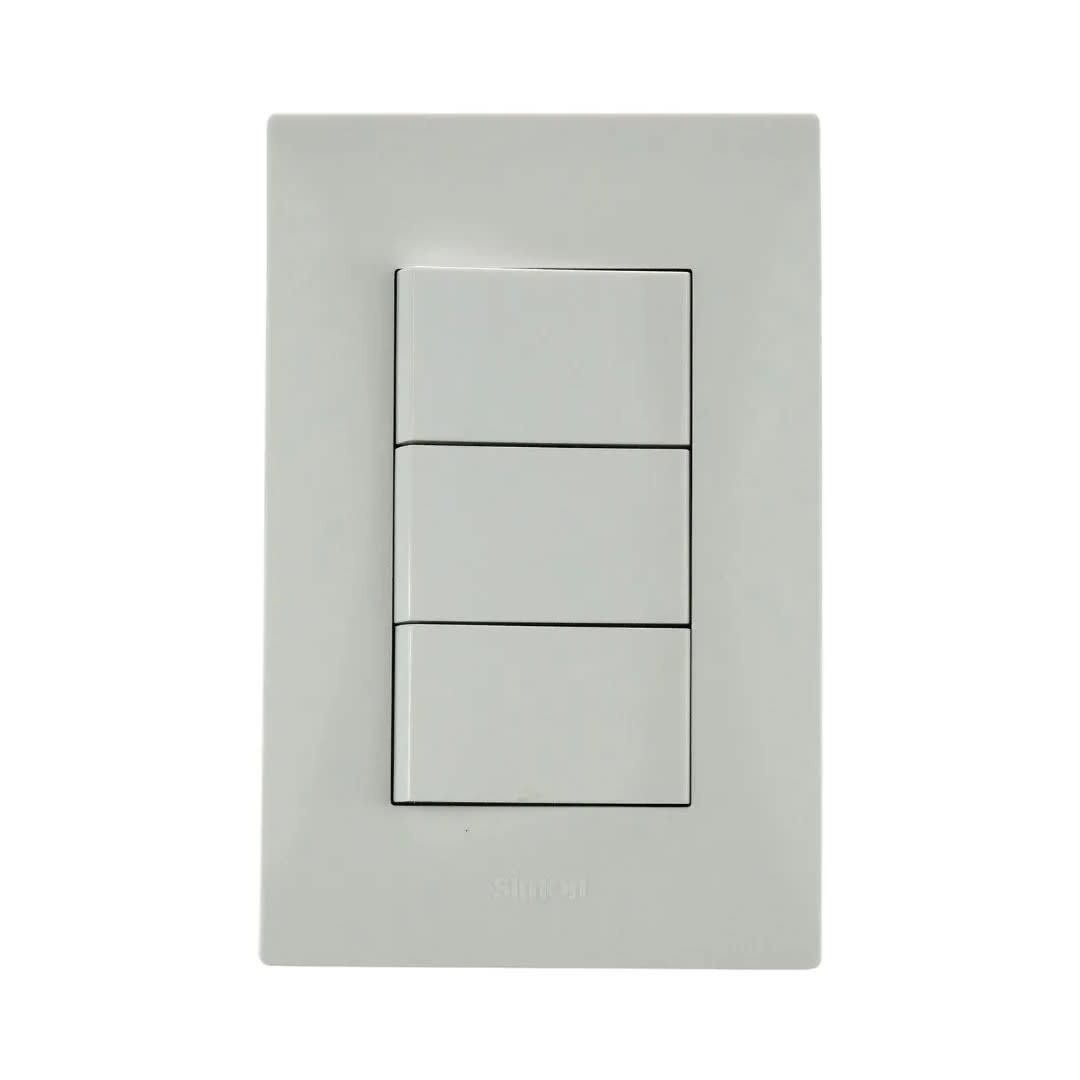INTERRUPTOR TRIPLE S220 BLANCO DE POLICARBONATO CON CONTACTOS DE LATON Y PLATA SIMON