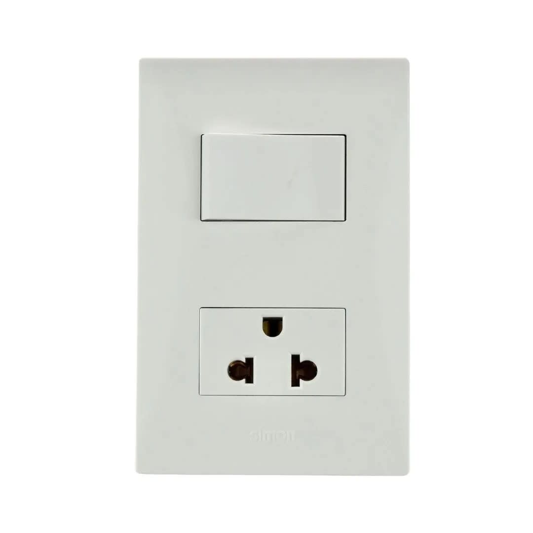 INTERRUPTOR + TOMACORRIENTE UNIVERSAL S220 BLANCO SIMON