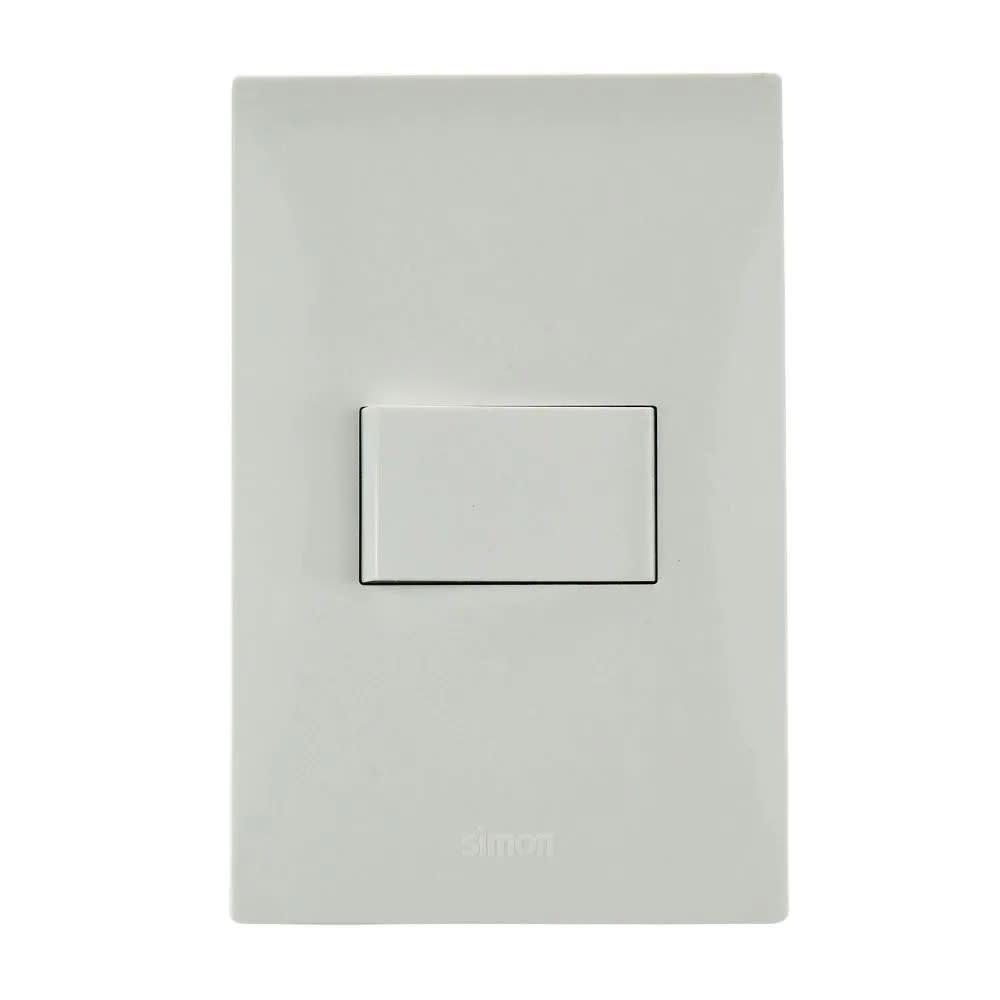 CONMUTADOR SIMPLE S220 BLANCO DE POLICARBONATO CON CONTACTOS DE LATON Y PLATA SIMON