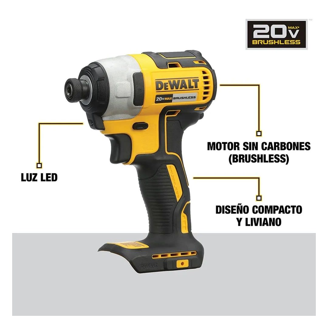 DESTORNILLADOR DE IMPACTO BRUSHLEES 20V MAX CON 2 BATERIAS 2AH DEWALT4