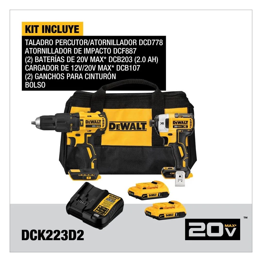 TALADRO PERCUTOR 1/2'' + ATORNILLADOR DE IMPACTO 1/4'' BRUSHLESS DEWALT4