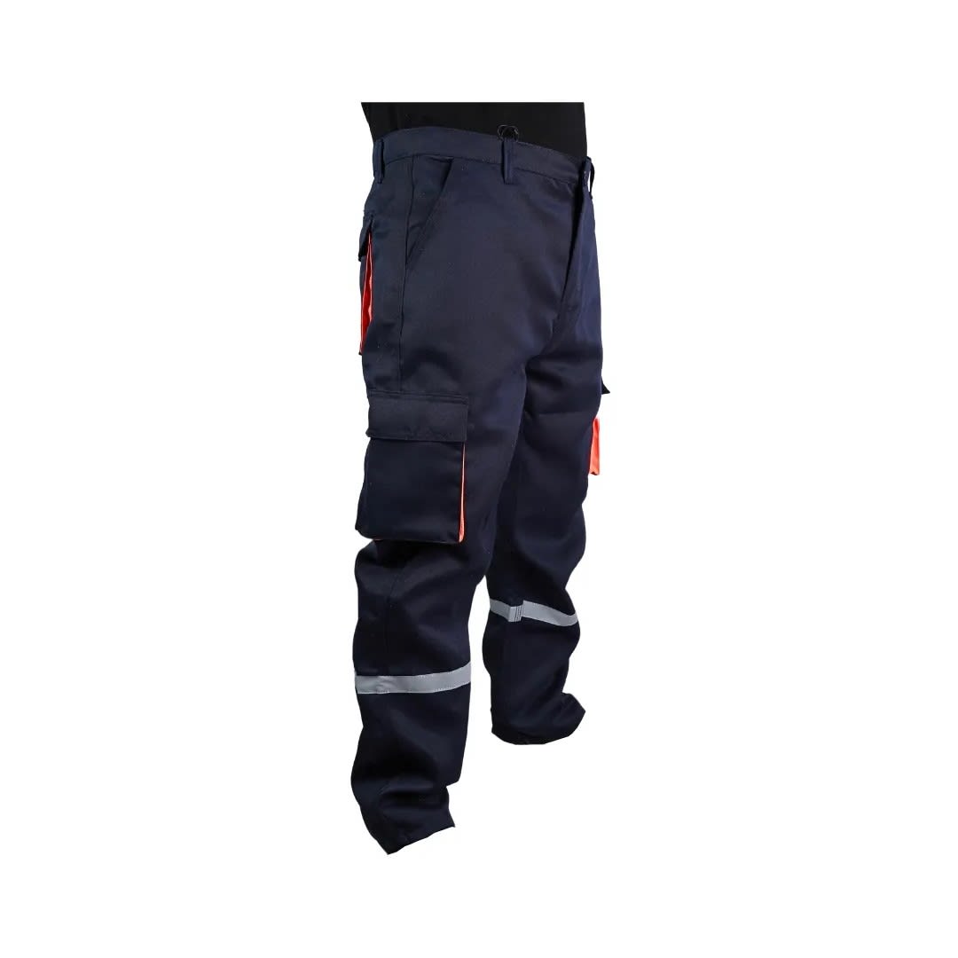 PANTALON DE TRABAJO DRILL TEC MULTIBOLSILLO AZUL-NARANJA TALLA L WERKEN4