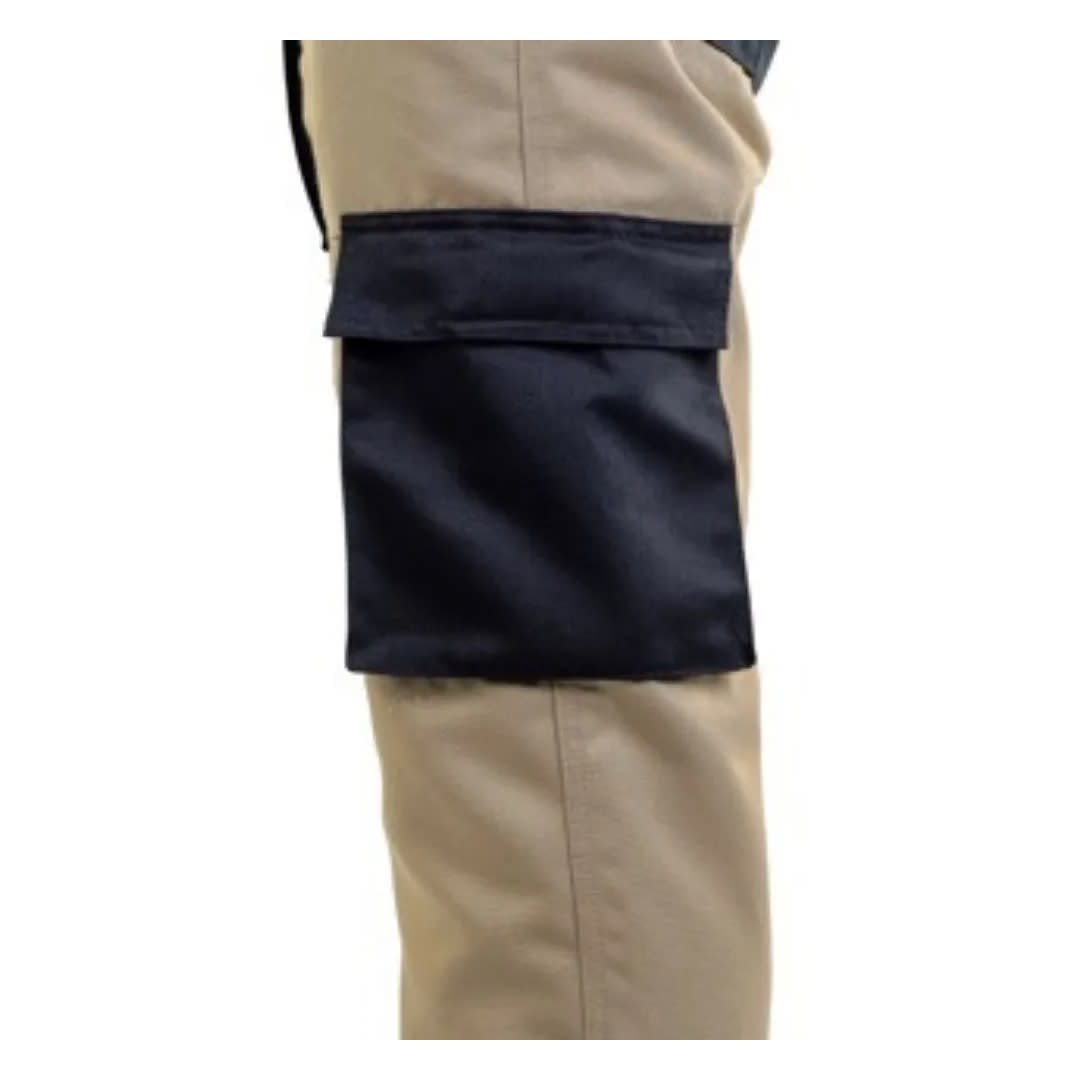 PANTALON DE TRABAJO DRILL REFORZ MULTIBOLSILLO BEIGE-NEGRO TALLA L WERKEN3
