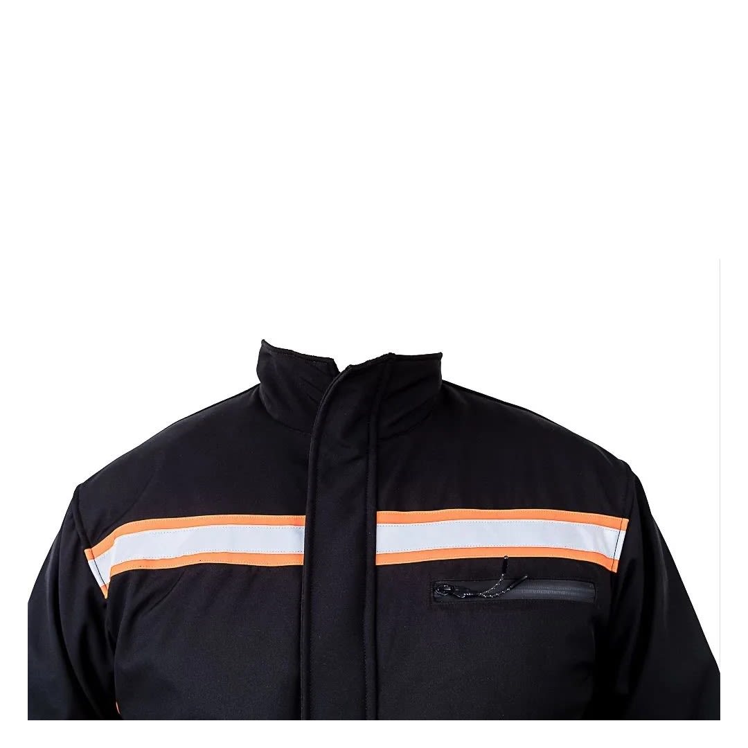 CASACA DE TRABAJO DRILL SOFT NEGRO-NARANJA CON CINTA REFLECTIVA TALLA XL WERKEN2