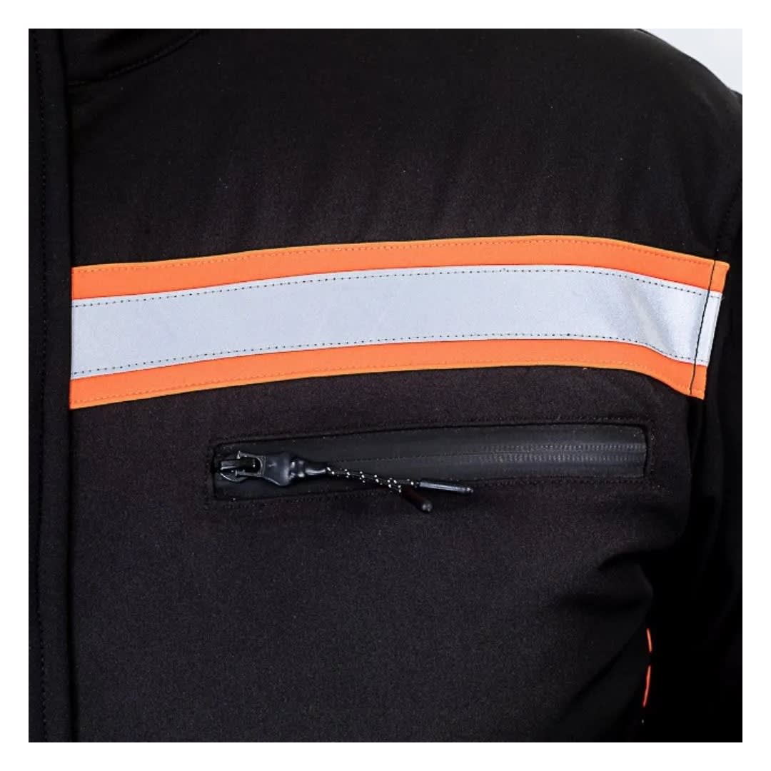 CASACA DE TRABAJO DRILL SOFT NEGRO-NARANJA CON CINTA REFLECTIVA TALLA XL WERKEN3