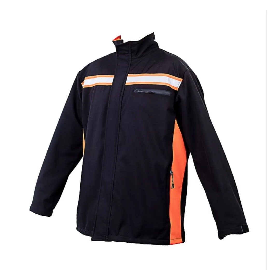CASACA DE TRABAJO DRILL SOFT NEGRO-NARANJA CON CINTA REFLECTIVA TALLA XL WERKEN4