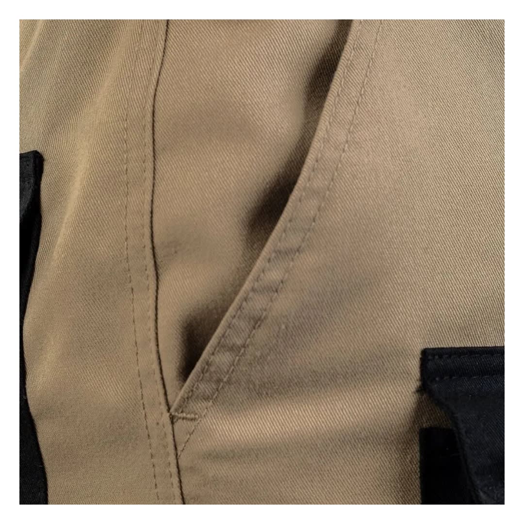 PANTALON DE TRABAJO DRILL REFORZ MULTIBOLSILLO BEIGE-NEGRO - TALLA M WERKEN1