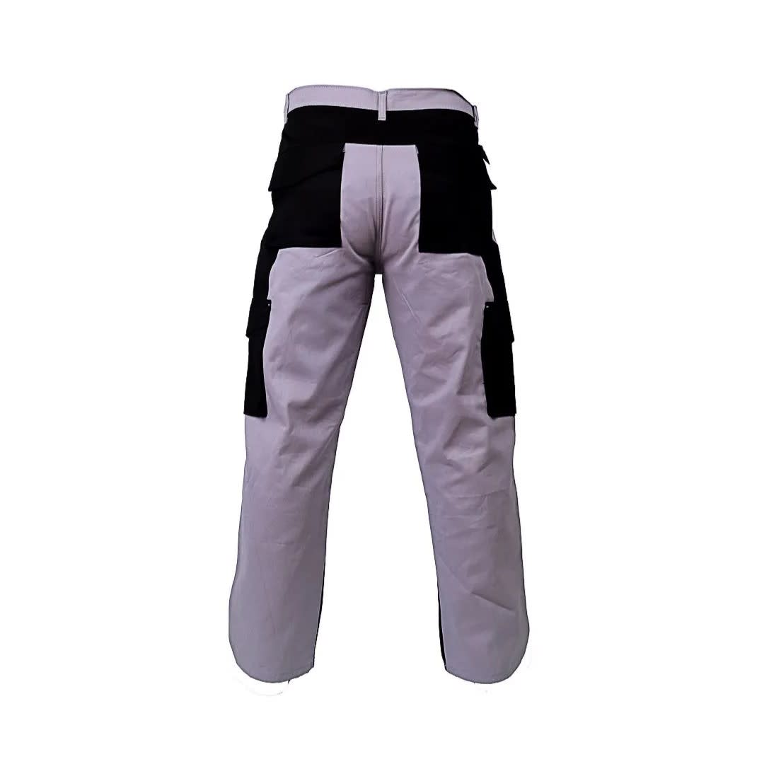 PANTALON DE TRABAJO DRILL PORTARODILLERAS PLOMO-NEGRO TALLA M WERKEN1