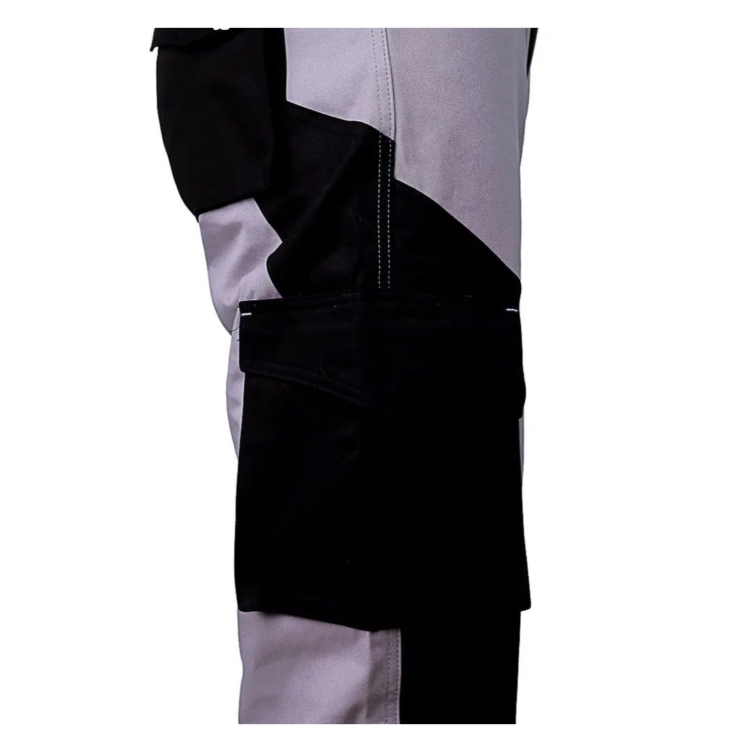 PANTALON DE TRABAJO DRILL PORTARODILLERAS PLOMO-NEGRO TALLA L WERKEN4