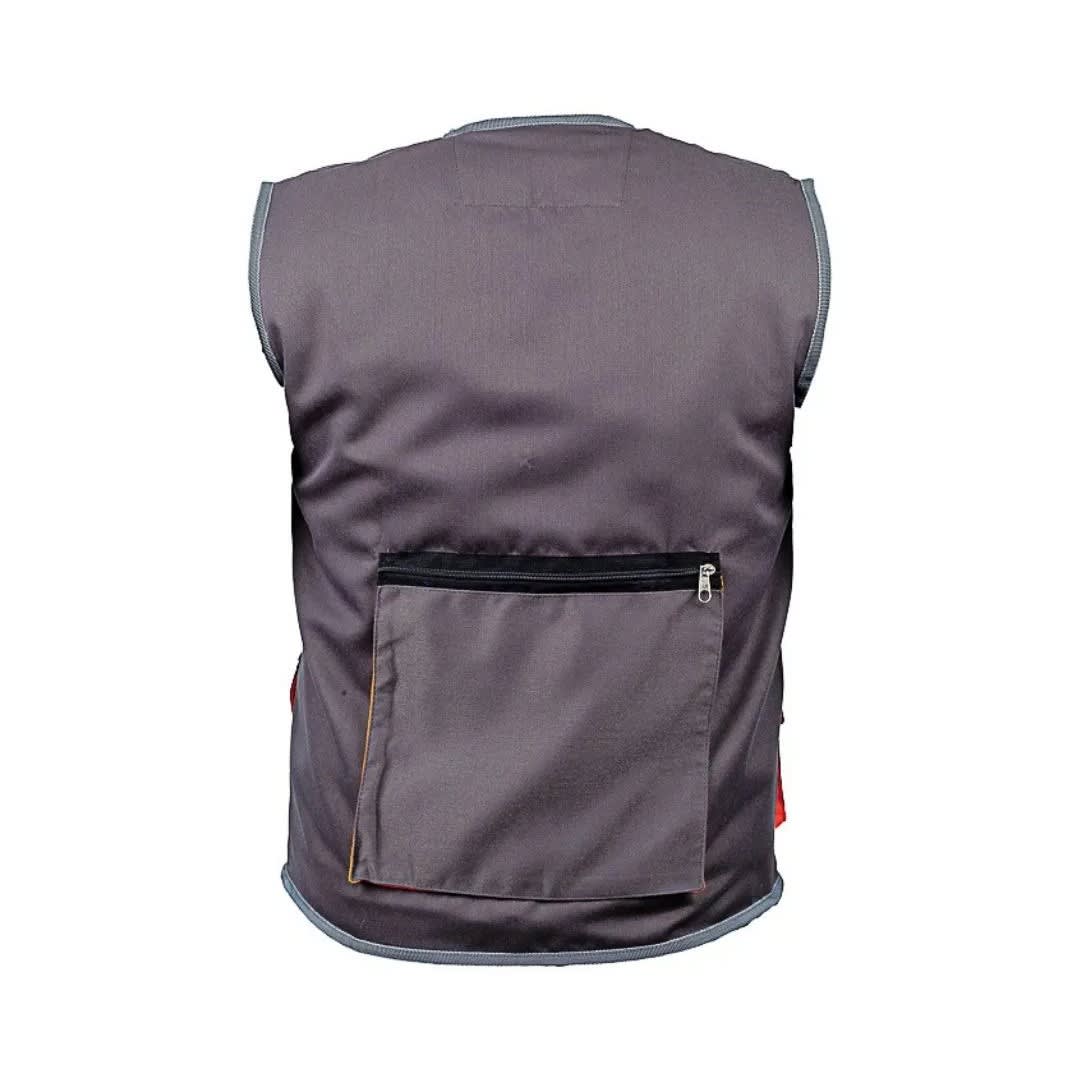 CHALECO DE TRABAJO DRILL INGENIERO MULTIBOLSILLO PLOMO-NARANJA TALLA XL WERKEN1