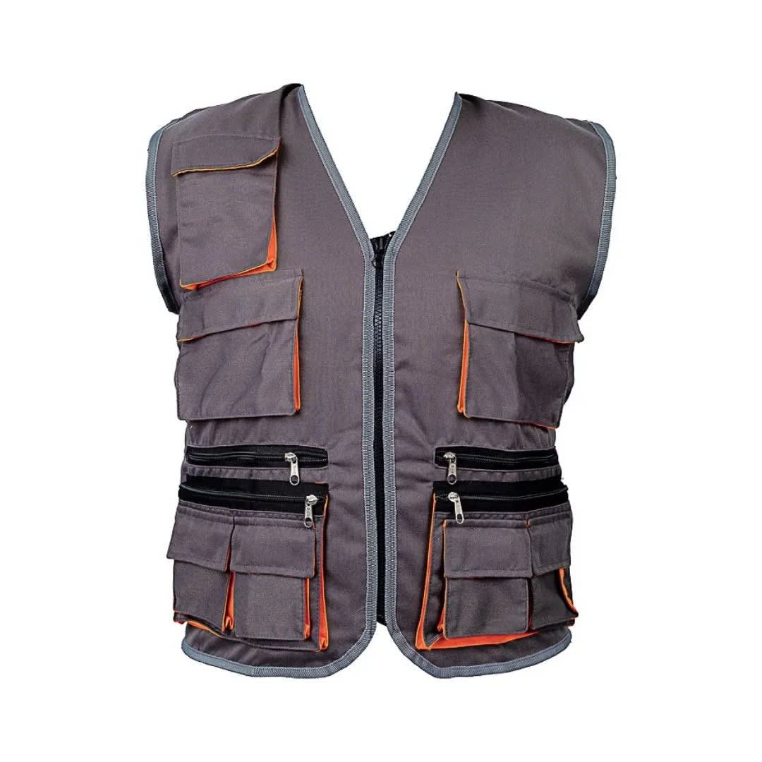 CHALECO DE TRABAJO DRILL INGENIERO MULTIBOLSILLO PLOMO-NARANJA TALLA XL WERKEN4