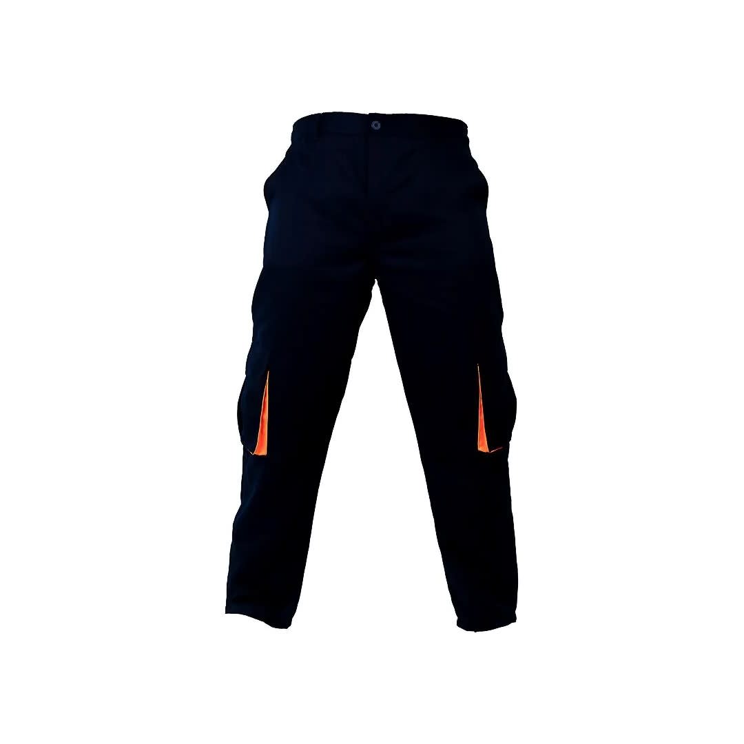 PANTALON DE TRABAJO DRILL TEC MULTIBOLSILLO AZUL-NARANJA TALLA XL WERKEN12