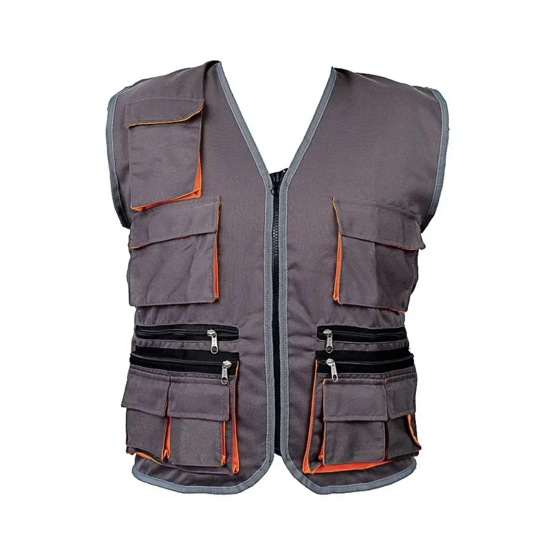 CHALECO DE TRABAJO DRILL MULTIBOLSILLO GRIS TALLA M WERKEN3