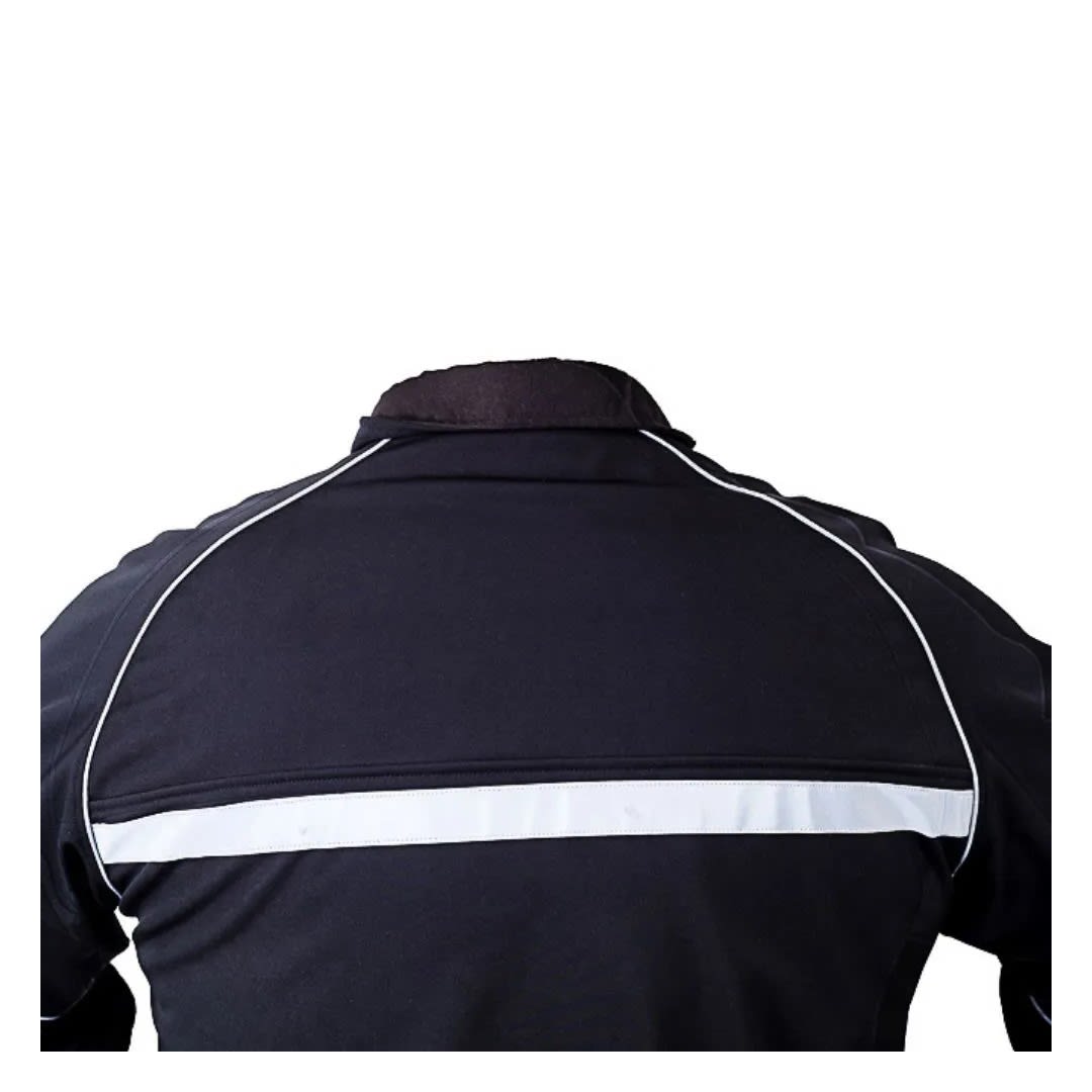 CASACA DE TRABAJO DRILL SOFTSHELL NEGRO RIBETE CINTA REFLECTIVA TALLA M WERKEN1