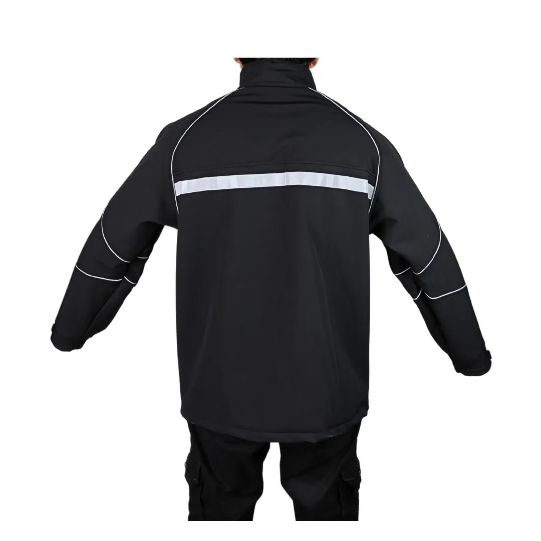 CASACA DE TRABAJO DRILL SOFTSHELL NEGRO RIBETE CINTA REFLECTIVA TALLA M WERKEN8