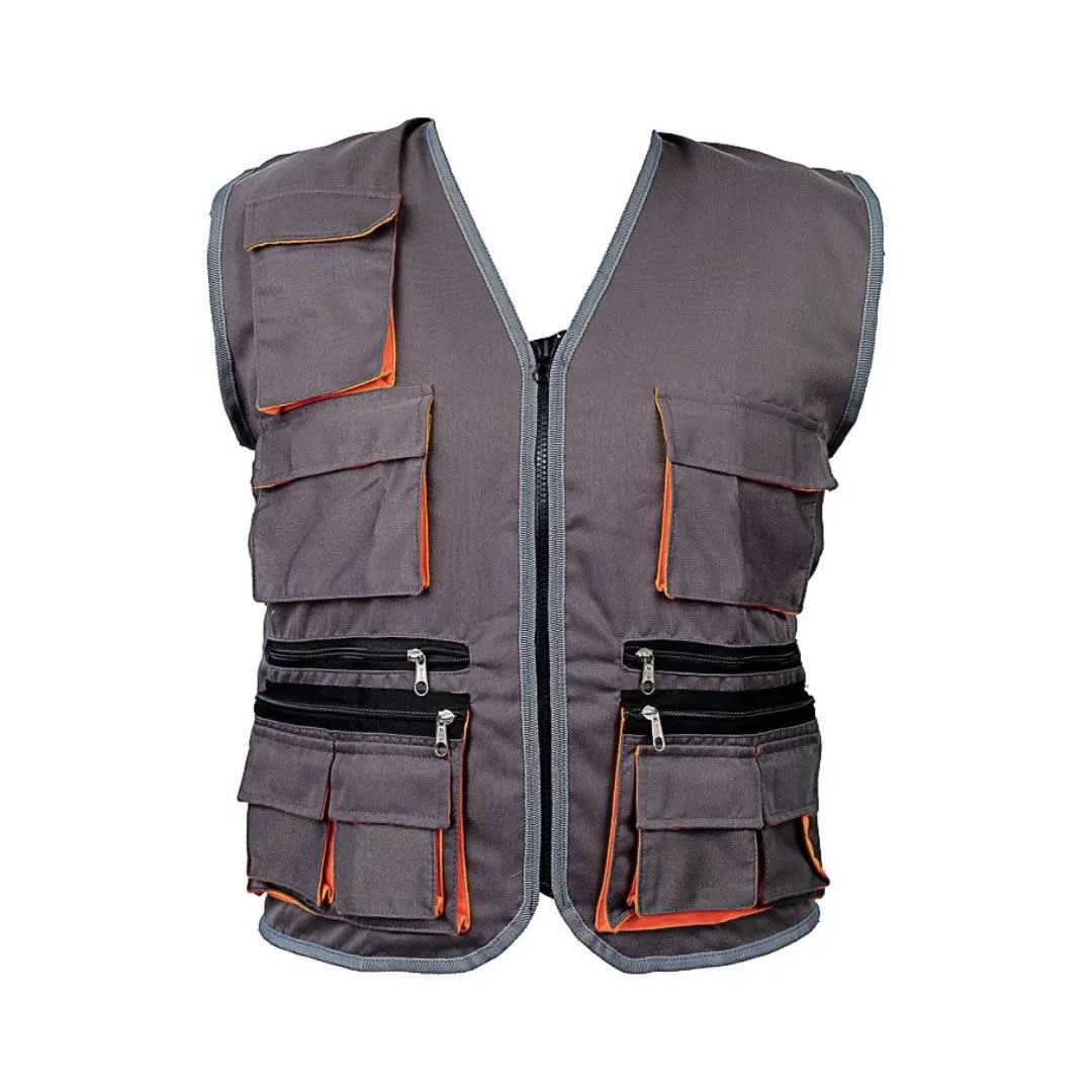 CHALECO DE TRABAJO DRILL INGENIERO MULTIBOLSILLO PLOMO-NARANJA TALLA L WERKEN2