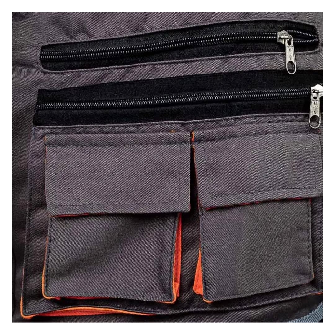 CHALECO DE TRABAJO DRILL INGENIERO MULTIBOLSILLO PLOMO-NARANJA TALLA L WERKEN4