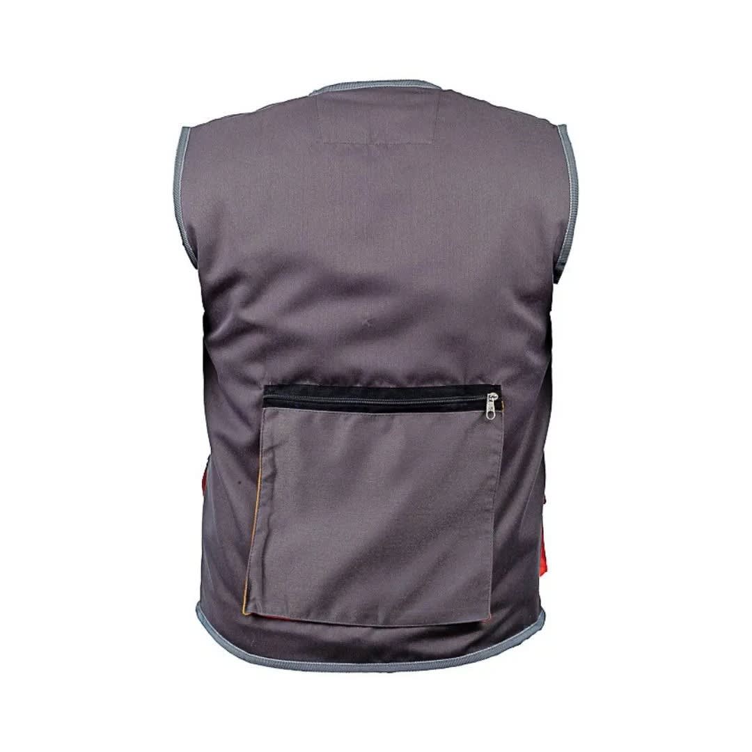 CHALECO DE TRABAJO DRILL INGENIERO MULTIBOLSILLO PLOMO-NARANJA TALLA L WERKEN1