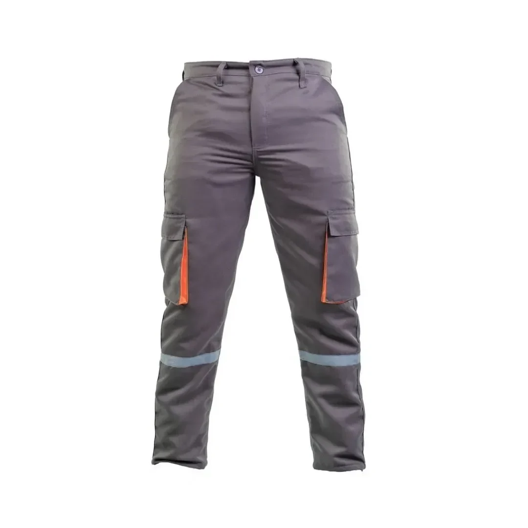PANTALON DRILL TEC PLOMO NARANJA MULTIBOLSILLO T-M WERKEN