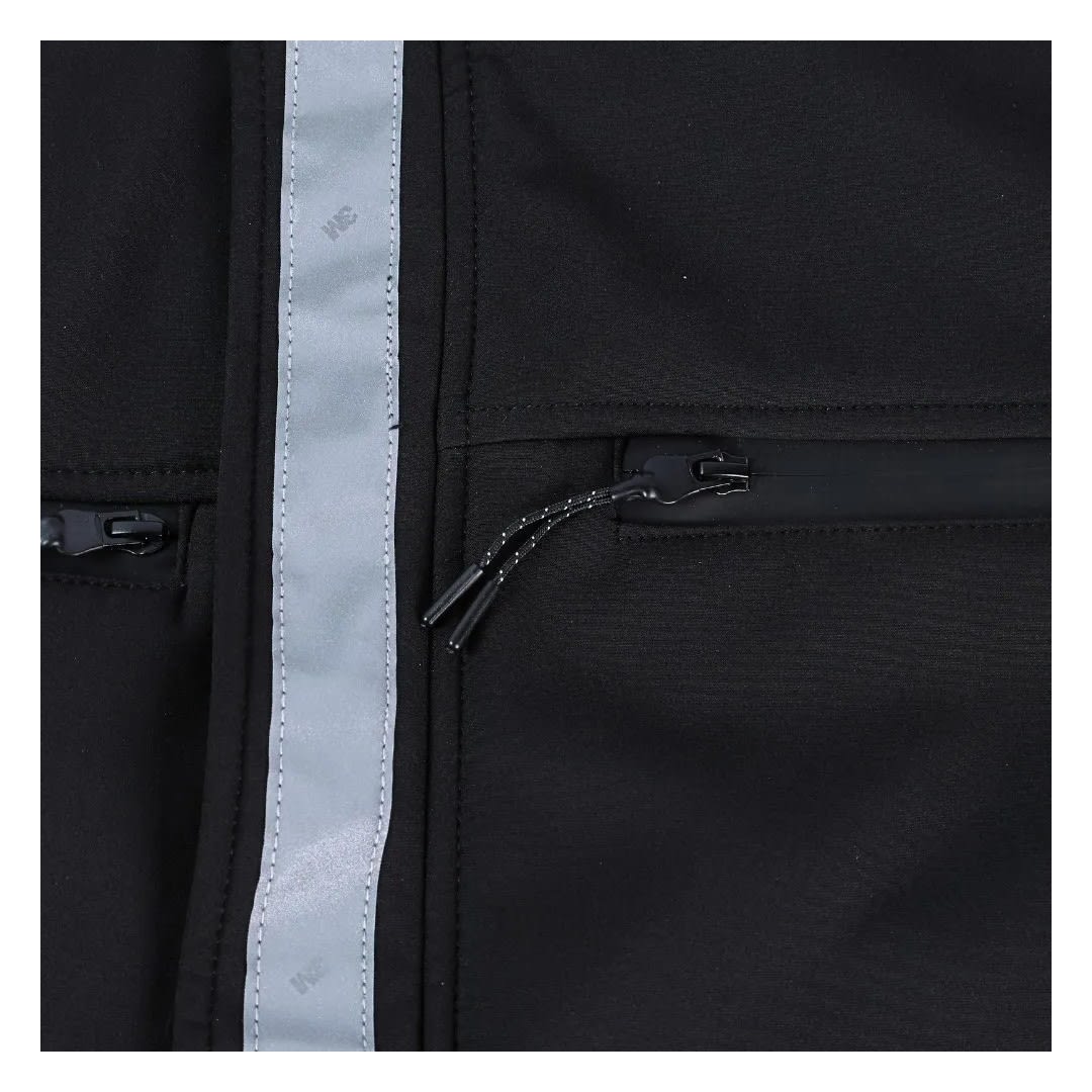 CASACA DE TRABAJO DRILL SOFTSHELL NEGRO RIBETE CINTA REFLECTIVA TALLA L WERKEN3