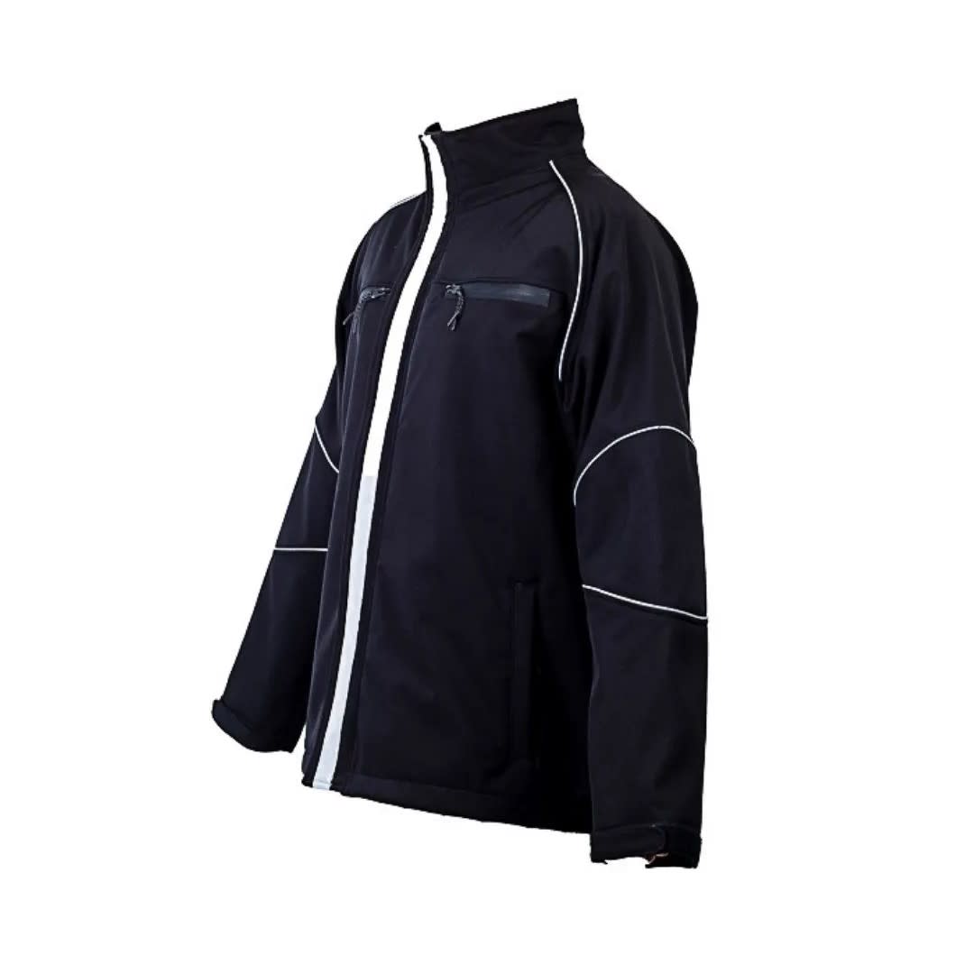 CASACA DE TRABAJO DRILL SOFTSHELL NEGRO RIBETE CINTA REFLECTIVA TALLA L WERKEN4