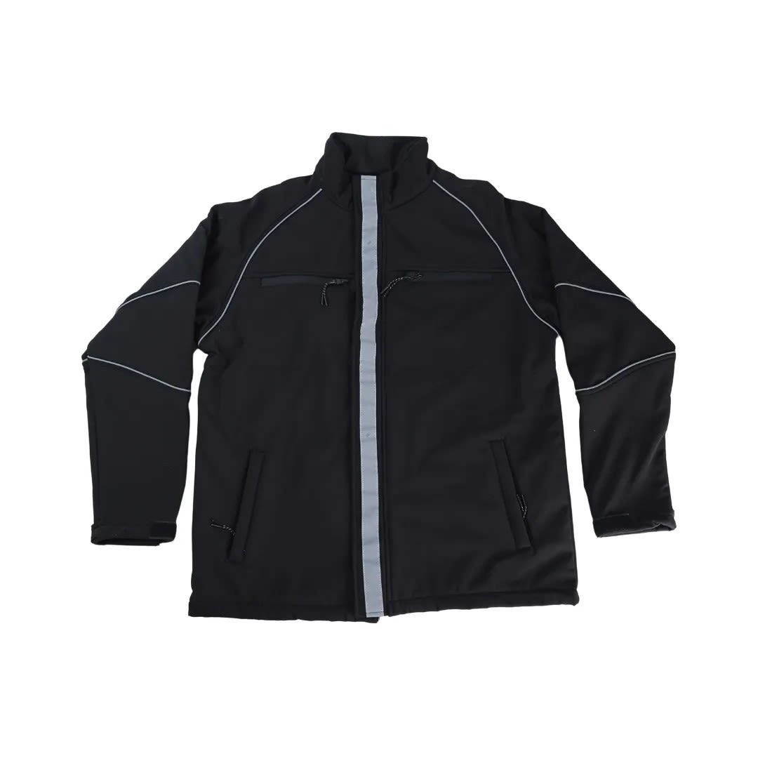 CASACA DE TRABAJO DRILL SOFTSHELL NEGRO RIBETE CINTA REFLECTIVA TALLA L WERKEN9