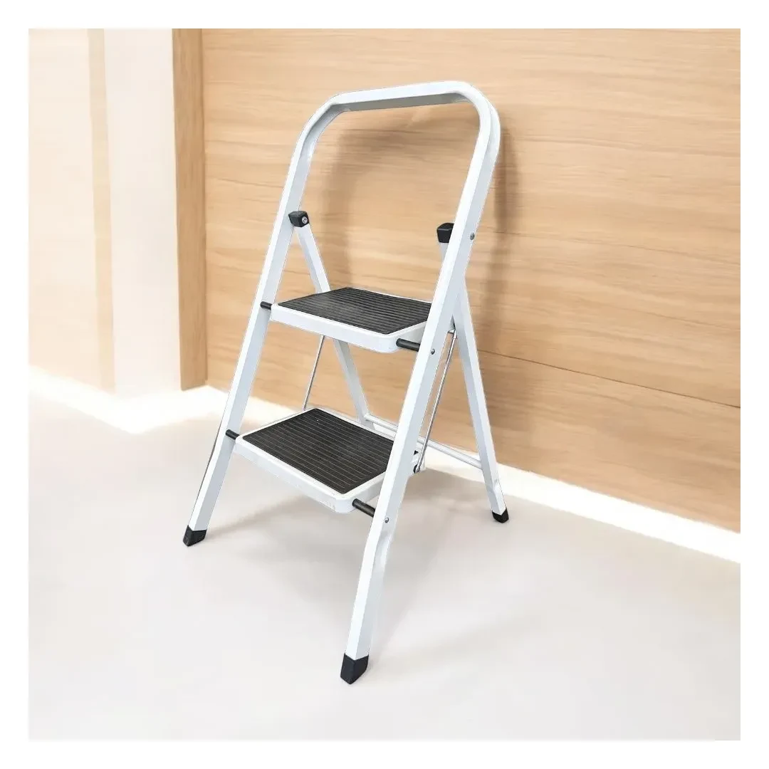 ESCALERA TIJERA DE ACERO 2 PASOS COLOR BLANCO ANTIDESLIZANTE WERKEN2