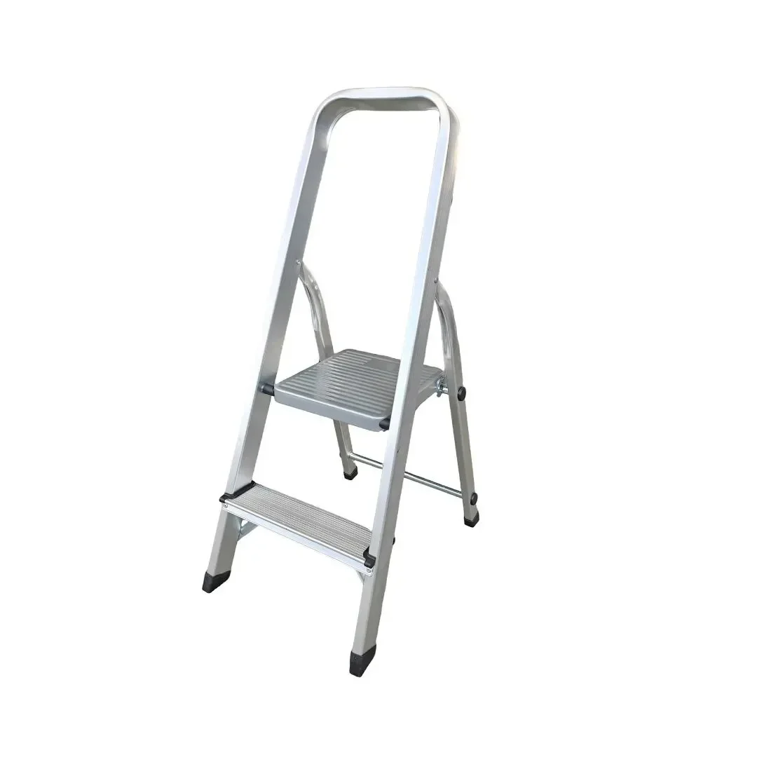 ESCALERA TIJERA 2 PASOS ALUMINIO PLATAFORMA PLATA WERKEN2