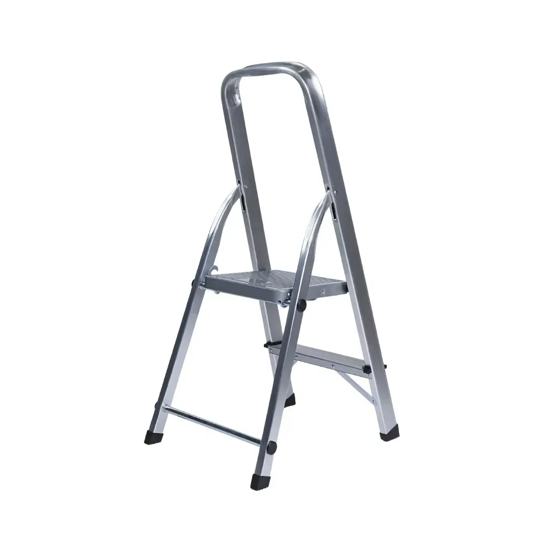 ESCALERA TIJERA 2 PASOS ALUMINIO PLATAFORMA PLATA WERKEN4
