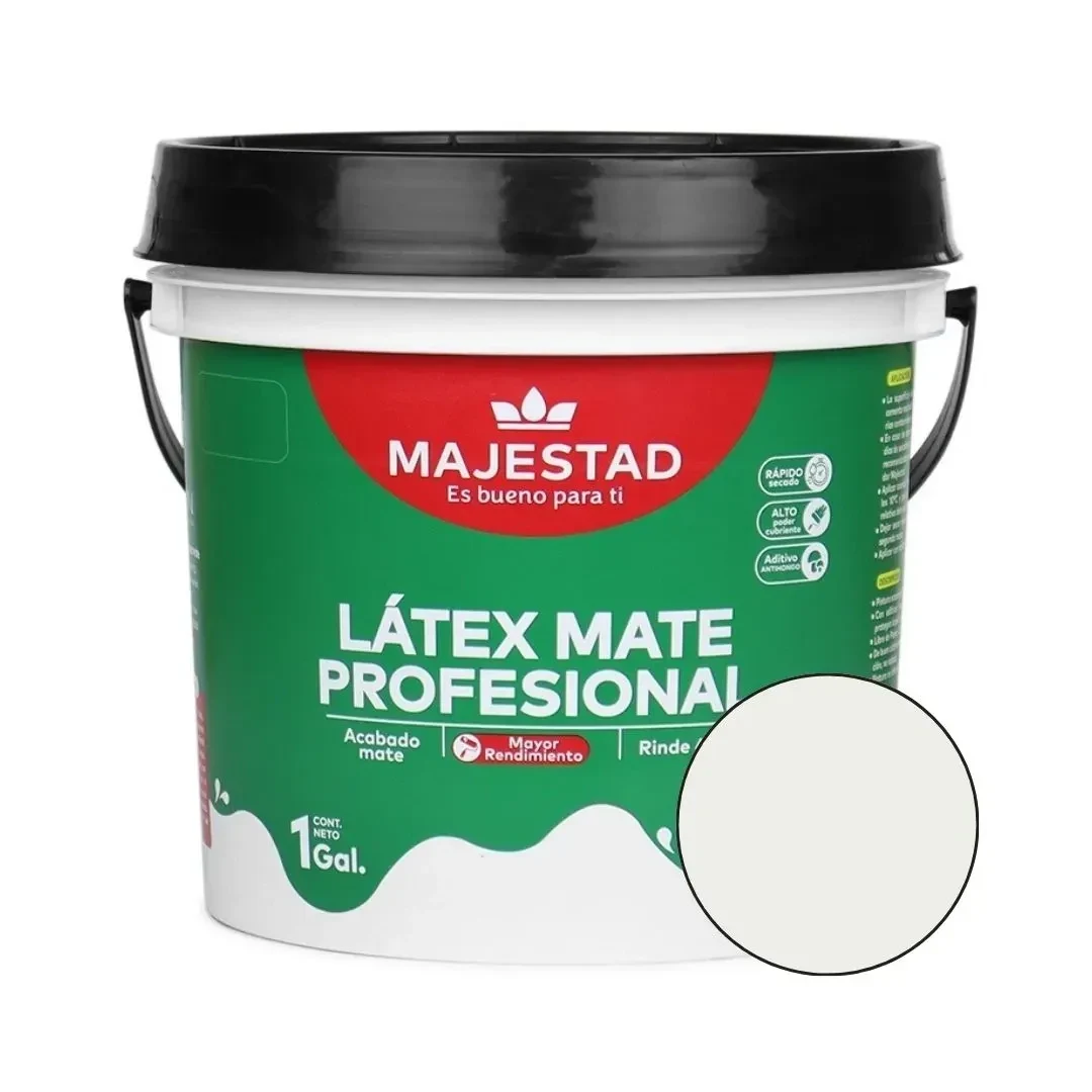 PINTURA LATEX PROFESIONAL MATE BLANCO HUMO 1 GALON MAJESTAD